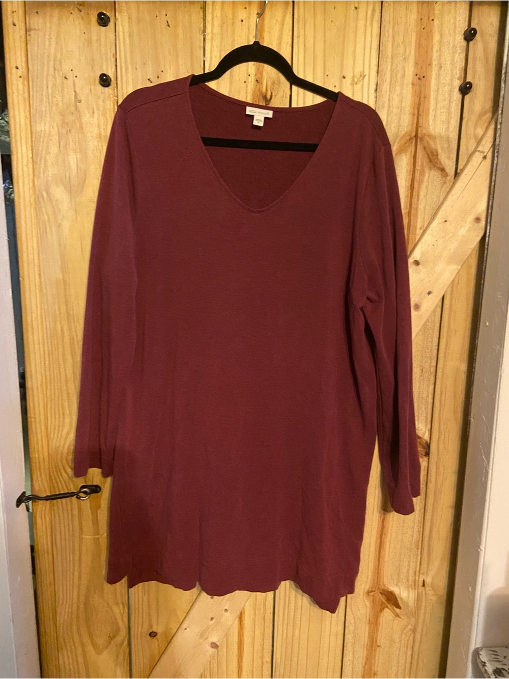 V-Neck Long Sleeve Tunic dress in Burgundy